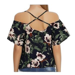 Coco & Carmen Floral Off the shoulder Crisscross Top Size S/M